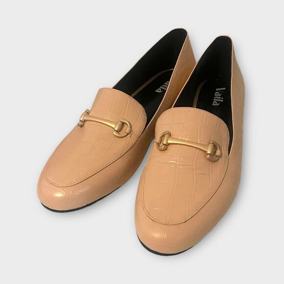 Vaila Reese Crocodile Texture Loafers Creamer Sz 10 Office Elegance - Picture 11 of 14